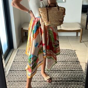 Tropical print scarf skirt